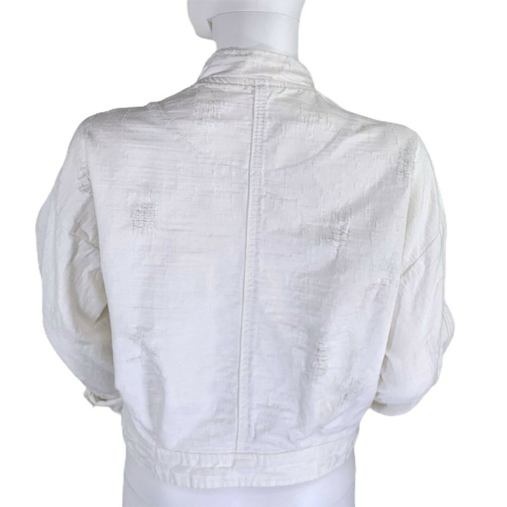 Free People Distressed Off White Denim Jean Jacket - Picture 6 of 12
